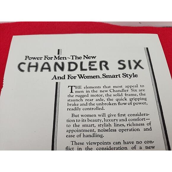 1922 Chandler Six: Power for Men and Women Smart Style Vintage Print Ad Ephemera - Picture 2 of 6
